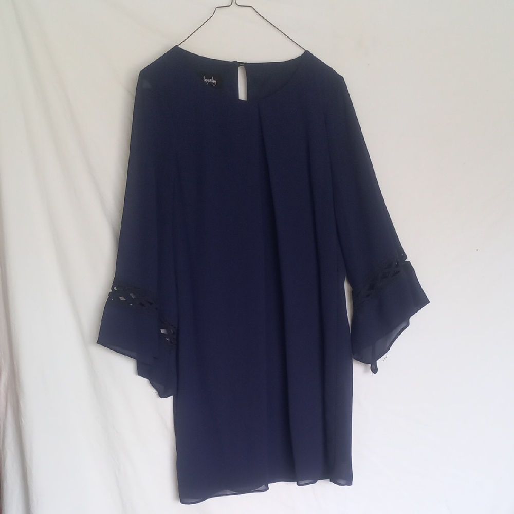 by & by Navy Blue Bell Sleeve Shift Dress
